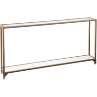56 Clear And Gold Glass Floor Shelf Console Table With Storage