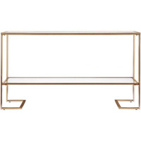 52 Clear And Gold Glass Mirrored Frame Console Table With Storage