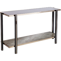 50 Smoky Black And Champagne Glass Mirrored Floor Shelf Console Table With Storage