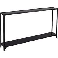 56 Clear And Black Glass Floor Shelf Console Table With Storage