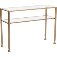 43 Clear And Gold Glass Console Table With Storage