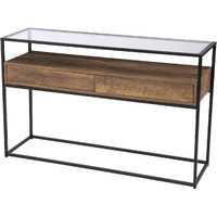 48 Clear And Black Glass Frame Console Table With Storage With Storage