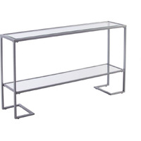 52 Clear And Silver Glass Mirrored Frame Console Table With Storage