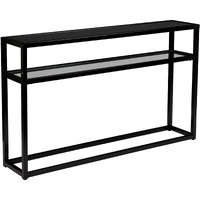 50 Black Glass Frame Console Table With Storage