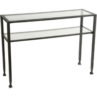 43 Clear And Black And Silver Glass Distressed Console Table With Storage