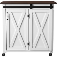 White And Brown 35 Rolling Kitchen Cart