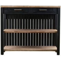 Black And Natural 44 Kitchen Island With Storage