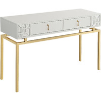 47 White And Gold Wood And Manufactured Wood Blend Mirrored Console Table With Storage