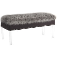42 Gray Faux Fur And Clear Acrylic Storage Bench
