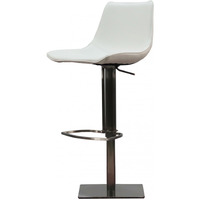 40 White Faux Leather And Stainless Steel Swivel Adjustable Height Bar Chair With Footrest