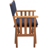 Navy Blue And Brown Solid Wood Director Chair With Cushion