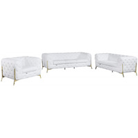 Three Piece Indoor White Italian Leather Six Person Seating Set