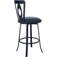 46 Gray Faux Leather And Iron Swivel Bar Height Chair