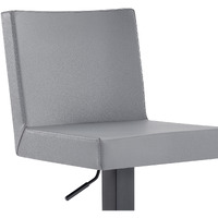 44 Gray Faux Leather And Iron Swivel Adjustable Height Bar Chair