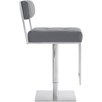 44 Gray Faux Leather And Iron Swivel Adjustable Height Bar Chair