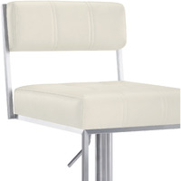 44 White Faux Leather And Iron Swivel Adjustable Height Bar Chair