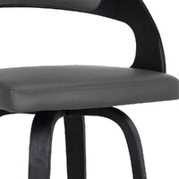 37 Gray Faux Leather And Iron Swivel Counter Height Bar Chair