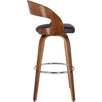 37 Brown Faux Leather And Solid Wood Swivel Counter Height Bar Chair