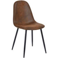Set Of Four Brown And Black Upholstered Faux Leather Dining Chairs