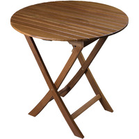 30 Brown Rounded Solid Wood Folding Outdoor Side Table