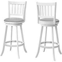 Set Of Two 44 Grey White Bar Height Swivel Full Back Bar Chairs