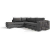 Dark Gray Italian Leather Reclining L Shaped Two Piece Corner Sectional