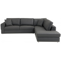 Dark Gray Italian Leather Reclining L Shaped Two Piece Corner Sectional