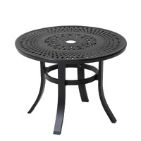 24 Black Rounded Metal Outdoor Bistro Table With Umbrella Hole
