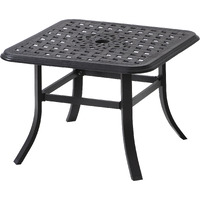 24 Black Square Metal Outdoor Bistro Table With Umbrella Hole