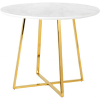 39 White Faux Marble And Gold Round Dining Table