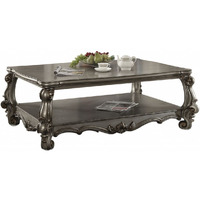59 Antique Platinum Manufactured Wood Rectangular Coffee Table With Shelf