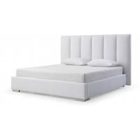 Queen White Upholstered Channel Tufted Velvet Bed Frame