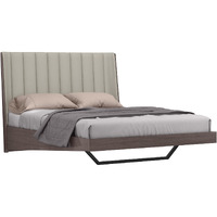 Queen Grey Upholstered Faux Leather And Ivory Gloss Bed Frame