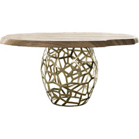 47 Acacia Live Edge Rounded Solid Wood And Brass Dining Table