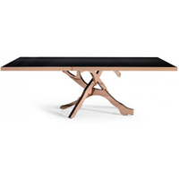 87 Black Glass And Rosegold Abstract Pedestal Base Dining Table