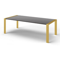 95 Gray And Brass Stainless Steel Dining Table