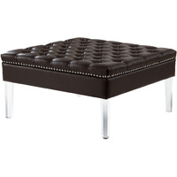 35 Espresso Faux Leather And Clear Cocktail Ottoman