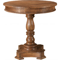 30 Natural Brown Solid Wood Round Pedestal Bistro Dining Table
