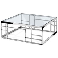 40 Silver And Clear Glass Square Coffee Table