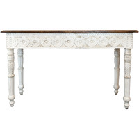 48 Natural And White Solid Wood Distressed Console Table