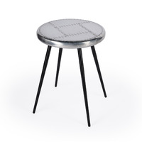 23 Aluminum And Manufactured Wood Aviator Round End Table
