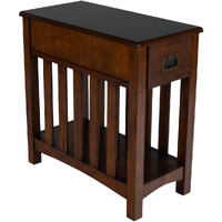 24 Dark Cherry Brown Rectangular End Table With Drawer And Shelf