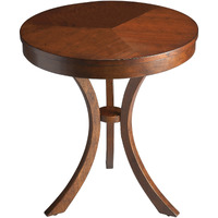 26 Medium Brown Manufactured Wood Round End Table