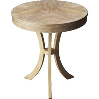 26 Beige Distressed Round Three Leg End Table