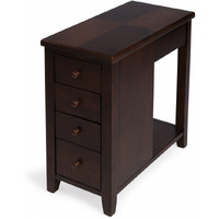24 Dark Brown Manufactured Wood Rectangular End Table With Four Drawers And Shelf