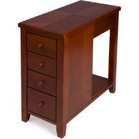 24 Medium Brown Manufactured Wood Rectangular End Table With Four Drawers And Shelf