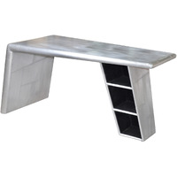 60 Silver Aluminum Writing Desk With Five Drawers
