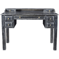 46 Black Mango Solid Wood Computer Desk With Seven Drawers