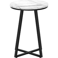 22 Black And White Faux Marble Round End Table