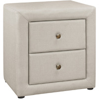 21 Beige Linen Blend Two Drawer Nightstand